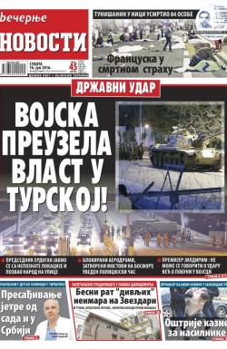 Večernje novosti - broj 1952, 16. jul 2016.