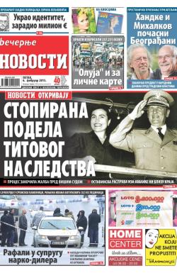 Večernje novosti - broj 1433, 6. feb 2015.