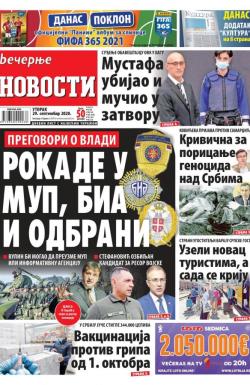 Večernje novosti - broj 3729, 29. sep 2020.