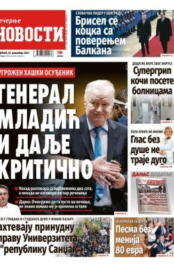 Večernje novosti - broj 5596, 22. dec 2025.