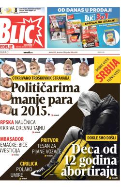 Blic - broj 6416, 21. dec 2014.
