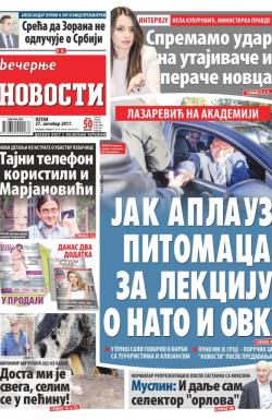 Večernje novosti - broj 2772, 27. okt 2017.
