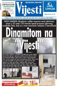 Vijesti - broj 5658, 27. dec 2013.