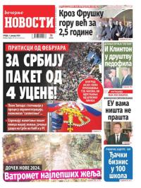 Večernje novosti - broj 4895, 3. jan 2024.