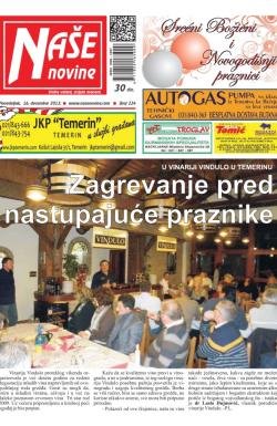 Naše novine, Temerin - broj 224, 16. dec 2013.