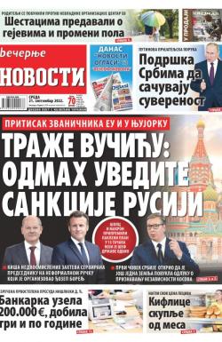 Večernje novosti - broj 4437, 21. sep 2022.