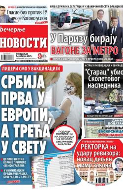 Večernje novosti - broj 3852, 1. feb 2021.