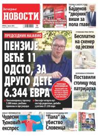 Večernje novosti - broj 5101, 2. avg 2024.