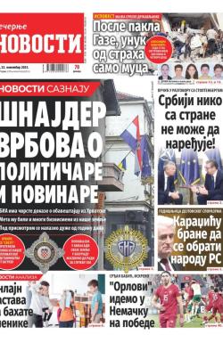 Večernje novosti - broj 4855, 22. nov 2023.