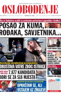 Oslobođenje - broj 24.294, 22. jul 2014.