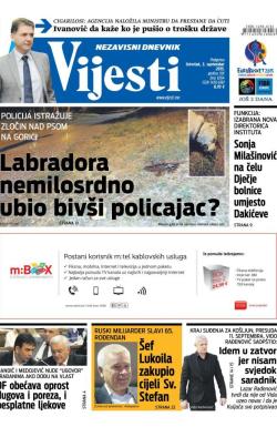 Vijesti - broj 6264, 3. sep 2015.