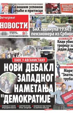 Večernje novosti - broj 4045, 16. avg 2021.