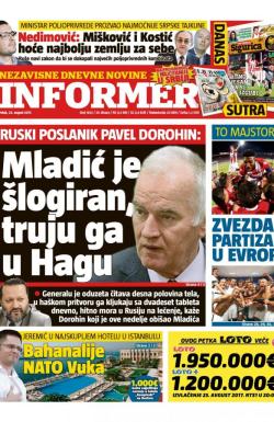 Informer - broj 1623, 25. avg 2017.