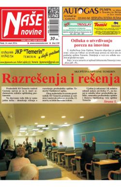 Naše novine, Temerin - broj 228, 14. mar 2014.