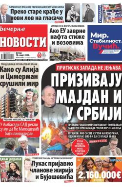 Večernje novosti - broj 4254, 18. mar 2022.