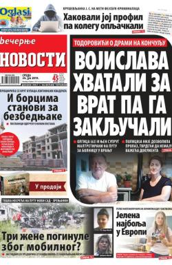 Večernje novosti - broj 3313, 24. jul 2019.