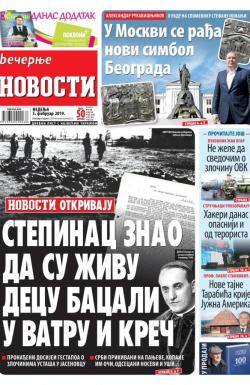Večernje novosti - broj 3147, 3. feb 2019.