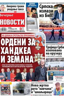 Večernje novosti - broj 3514, 14. feb 2020.