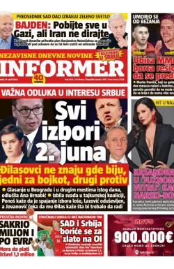 Informer - broj 3655, 19. apr 2024.