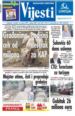 Vijesti - broj 5675, 16. jan 2014.