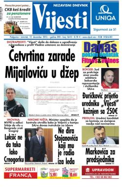 Vijesti - broj 5643, 12. dec 2013.