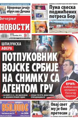 Večernje novosti - broj 3433, 22. nov 2019.