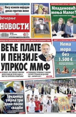 Večernje novosti - broj 1916, 10. jun 2016.