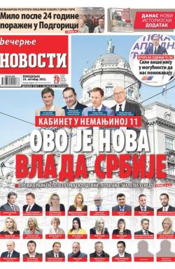 Večernje novosti - broj 4470, 24. okt 2022.