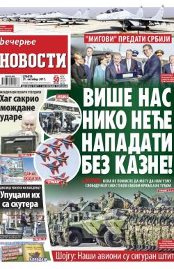 Večernje novosti - broj 2766, 21. okt 2017.