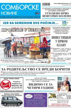 Somborske novine - broj 3326, 23. mar 2018.