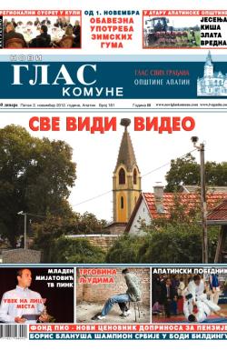 Novi glas komune, Apatin - broj 181, 2. nov 2012.