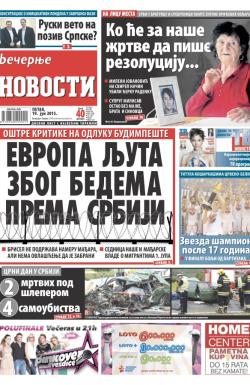 Večernje novosti - broj 1563, 19. jun 2015.
