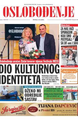 Oslobođenje - broj 24.738, 9. okt 2015.