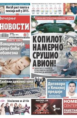 Večernje novosti - broj 1481, 27. mar 2015.