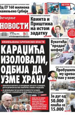 Večernje novosti - broj 4475, 29. okt 2022.