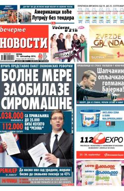 Večernje novosti - broj 1293, 19. sep 2014.