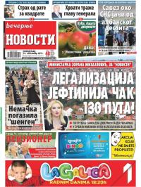 Večernje novosti - broj 1650, 14. sep 2015.