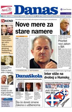 Danas - broj 5451-5452, 1. sep 2012.
