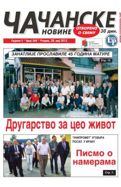 Čačanske novine - broj 360, 28. maj 2013.