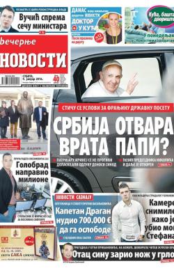 Večernje novosti - broj 1766, 9. jan 2016.