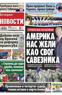 Večernje novosti - broj 2805, 29. nov 2017.