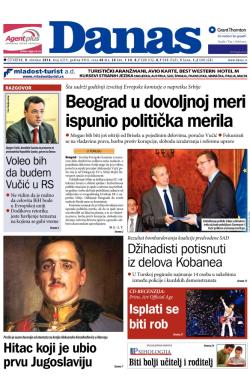 Danas - broj 6219, 9. okt 2014.