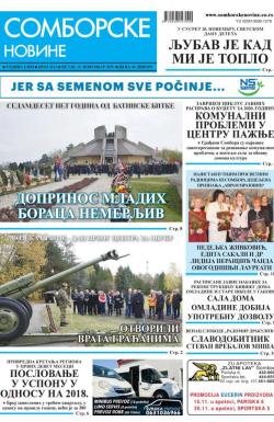 Somborske novine - broj 3412, 15. nov 2019.