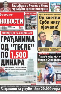 Večernje novosti - broj 2843, 9. jan 2018.
