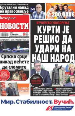 Večernje novosti - broj 4261, 25. mar 2022.