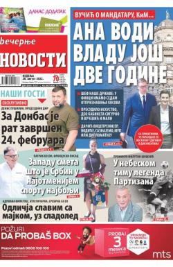 Večernje novosti - broj 4413, 28. avg 2022.