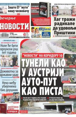 Večernje novosti - broj 3244, 15. maj 2019.