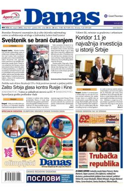 Danas - broj 5427, 8. avg 2012.