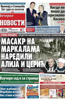 Večernje novosti - broj 1745, 16. dec 2015.