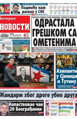 Večernje novosti - broj 1106, 29. nov 2013.
